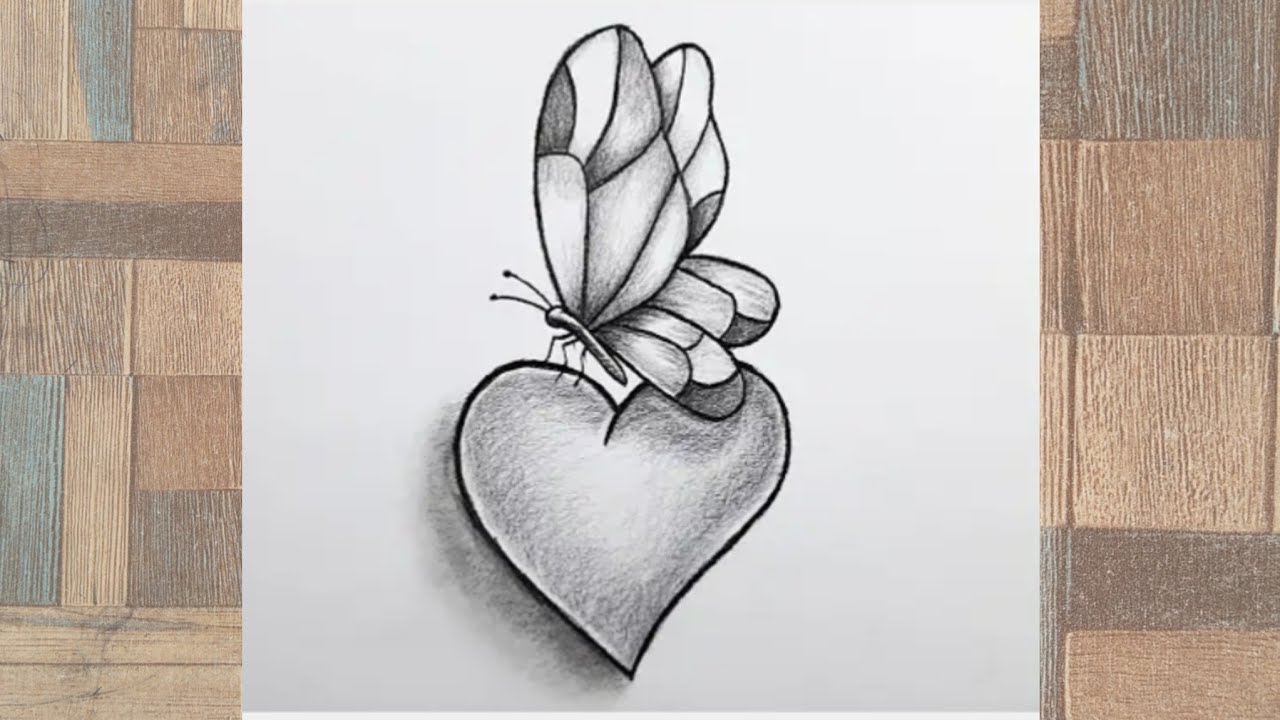 How to draw a butterfly on heart || How to draw Butterfly 🦋 || Cute things to draw when you're bored