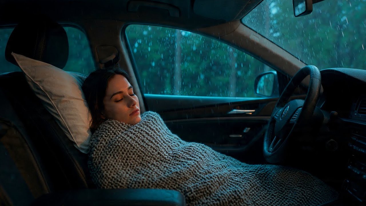 Fall Asleep Fast in a Cozy Car | Heavy Rain Sounds for Sleeping