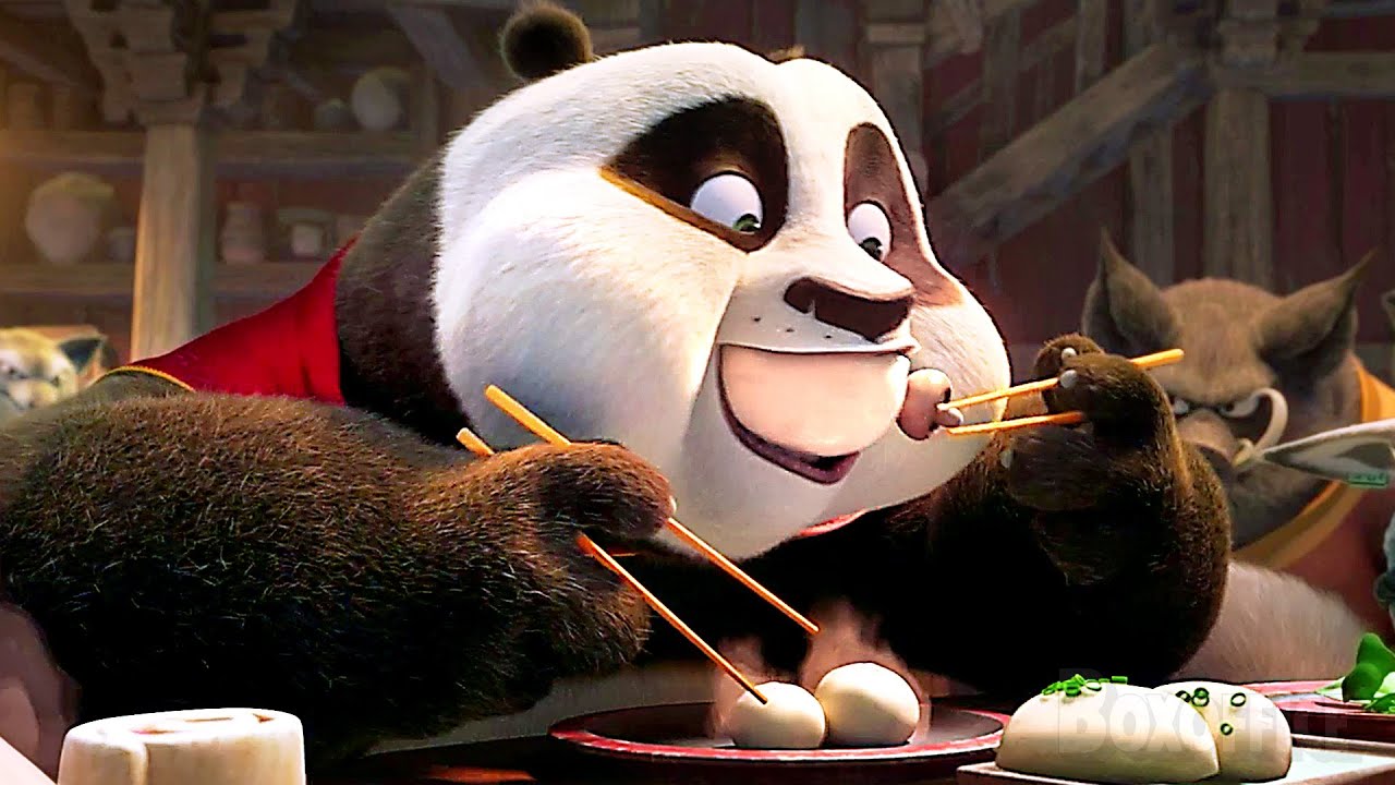Atacan a Po cuando está comiendo 😂 | Kung Fu Panda 4 | Clip en Español
