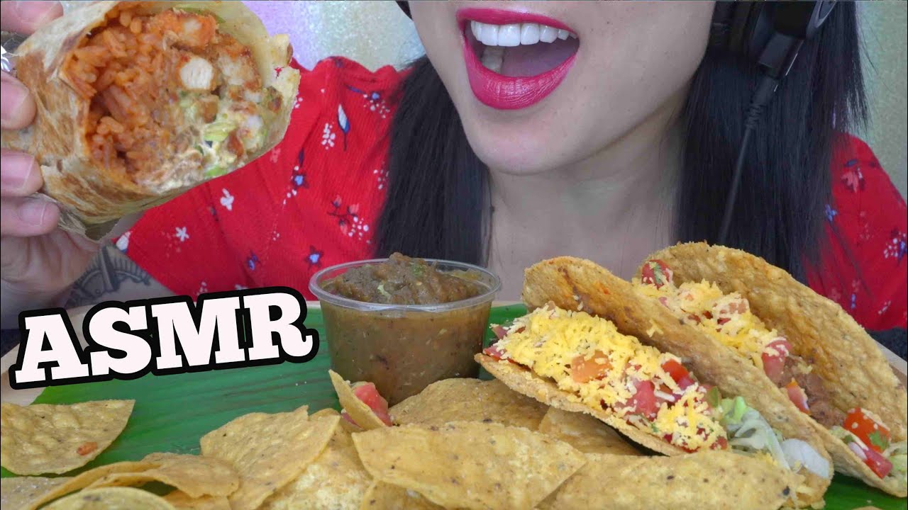 ASMR MEXICAN FOOD *BURRITO+Mexican CHEESY BEEF TACO (CRUNCHY EATING SOUNDS) NO TALKING | SAS-ASMR