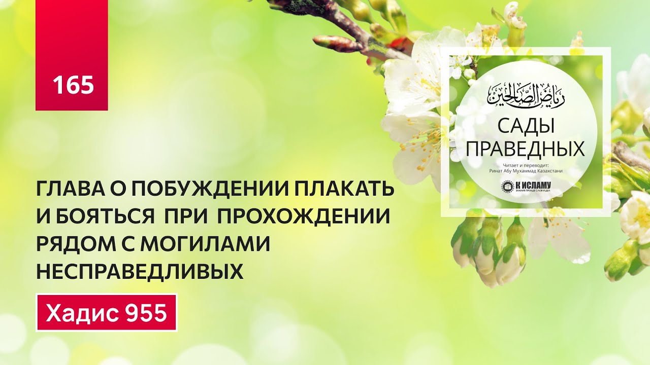 165. Сады праведных. О побуждении плакать при прохождении погубленных селений. Хадис 955
