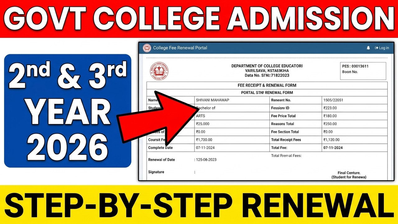 Rajsthan Government College Fees Renewal form 2026-27 Govt. college admission form kaise bhare.