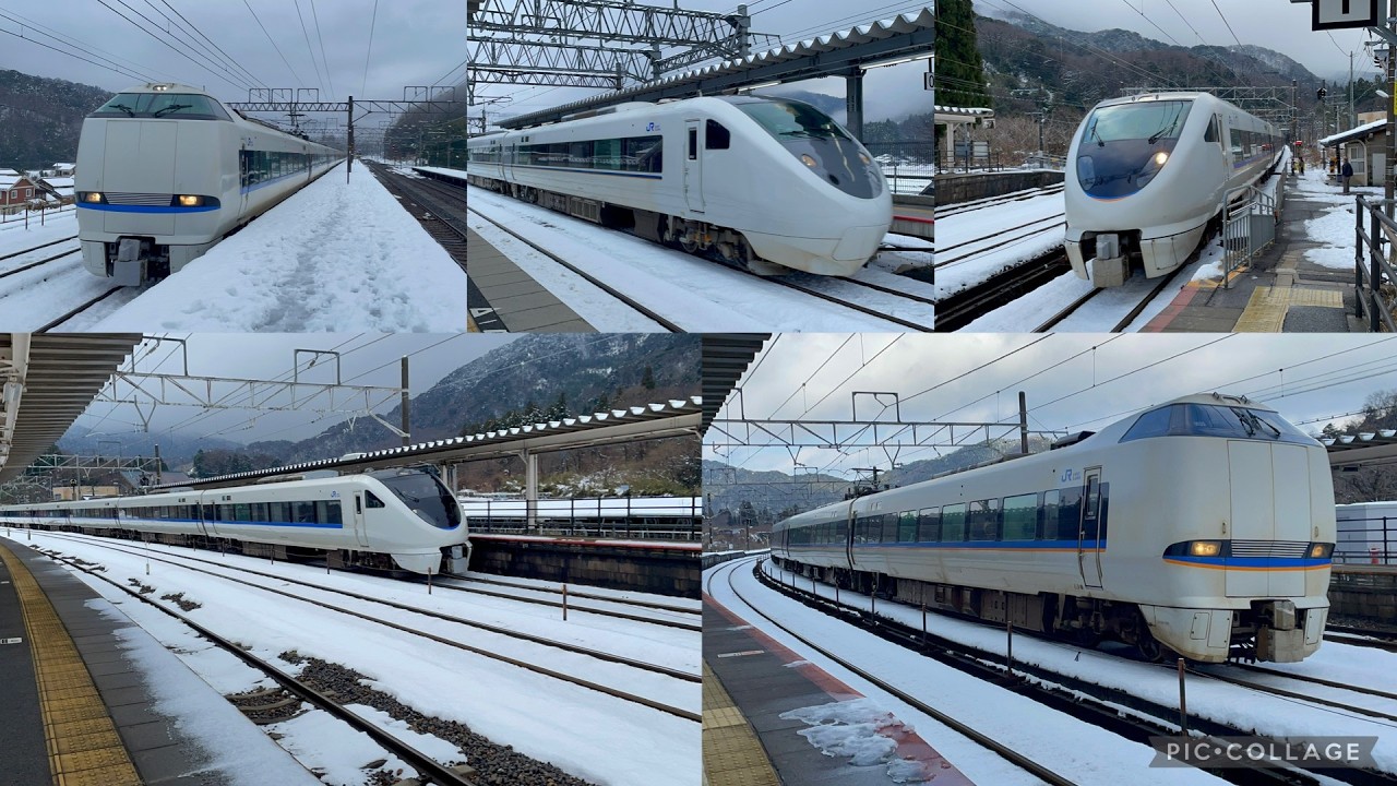 【冬の北陸本線】時速130キロで雪の中を駆け抜ける北陸特急通過集(サンダーバード、しらさぎ他)