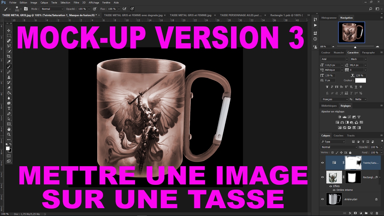 Tutoriel Photoshop CC 2017.. MOCK-UP ... Mettre une Image sur une Tasse