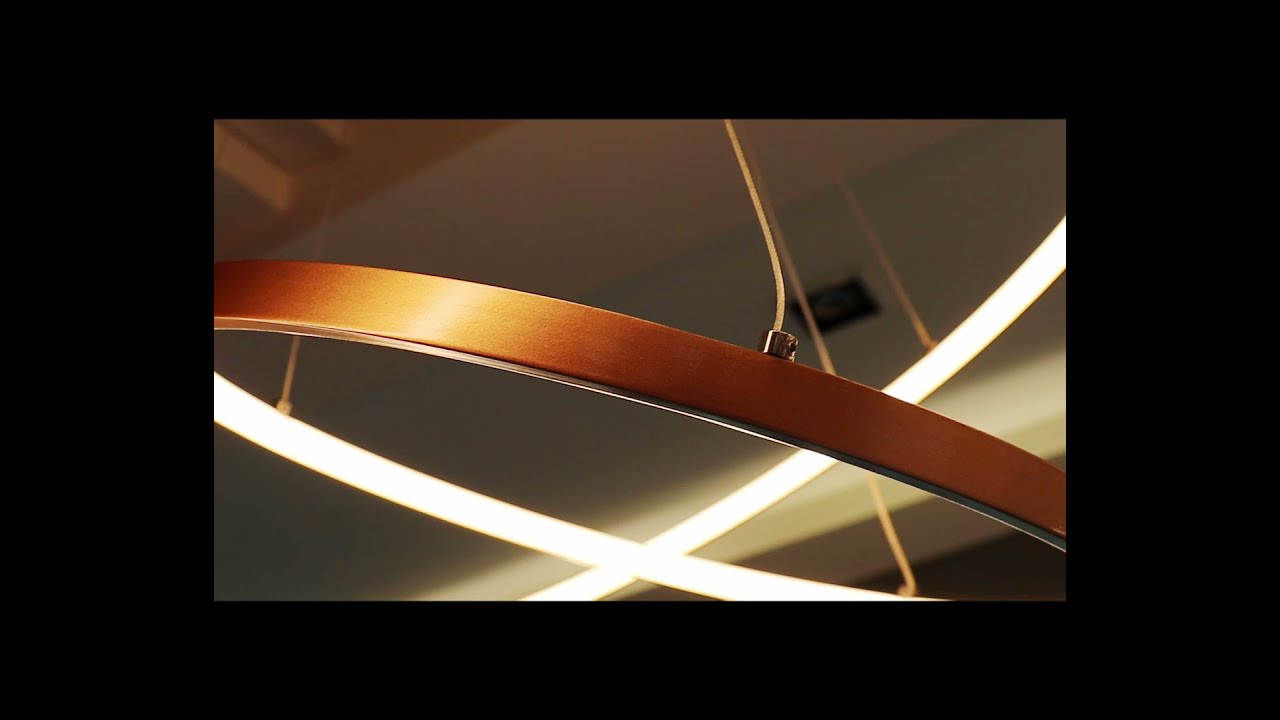 Lustre Pendente LED Moderno An&eacute;is Bronze 50W Luz Amarela Sindora DCD015003