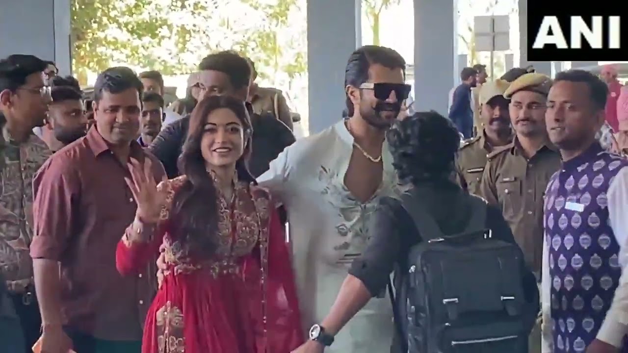 Newlyweds Vijay Deverakonda and Rashmika Mandanna arrive at Udaipur airport, greet their fans