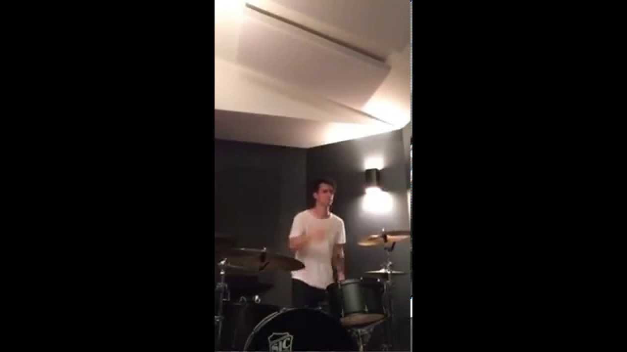 Brendon gettin' sweaty playing drums