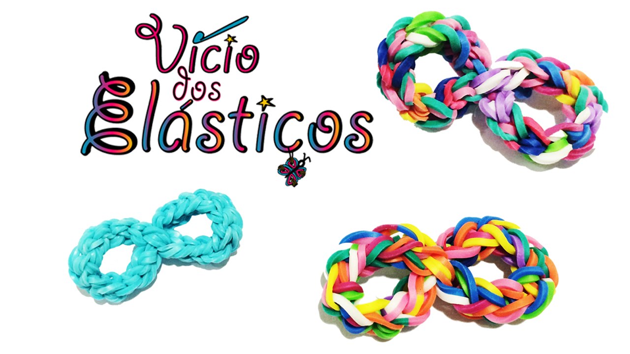 Como fazer símbolo do infinito de elásticos (Sem Tear) - Rainbow Loom