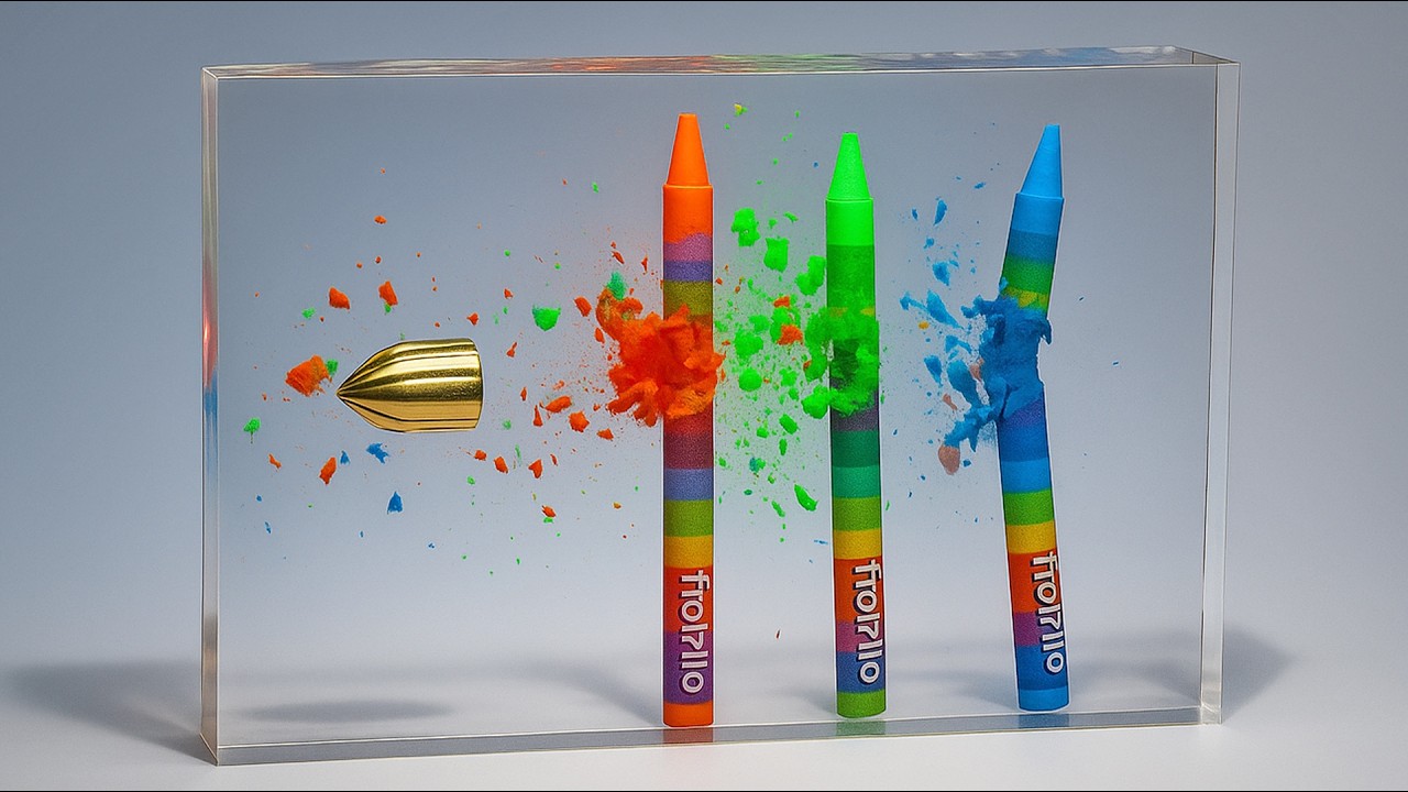 Bullet vs Crayons &ndash; Captured in Epoxy Resin! (Slow Motion Art Project)