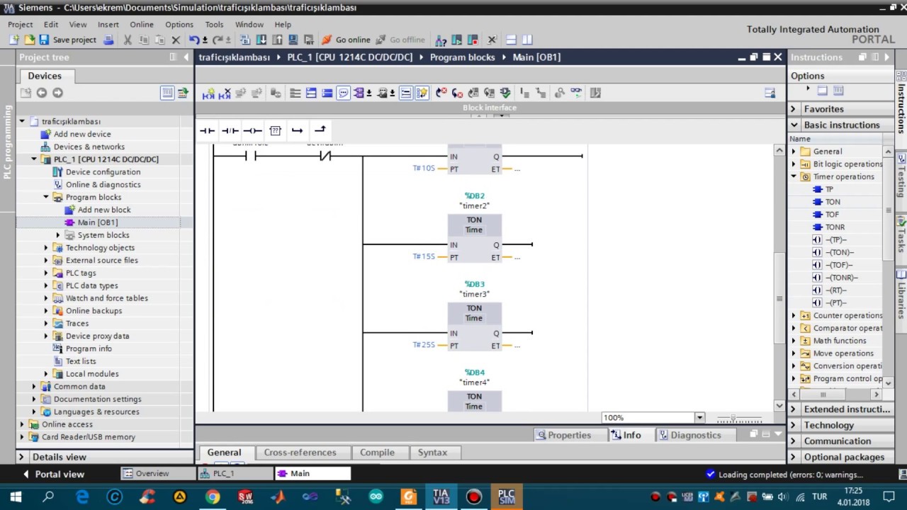 Siemens TIA Portal – S7-1200 Trafik Işıkları Kontrolü (PLCSIM Simülasyonu)