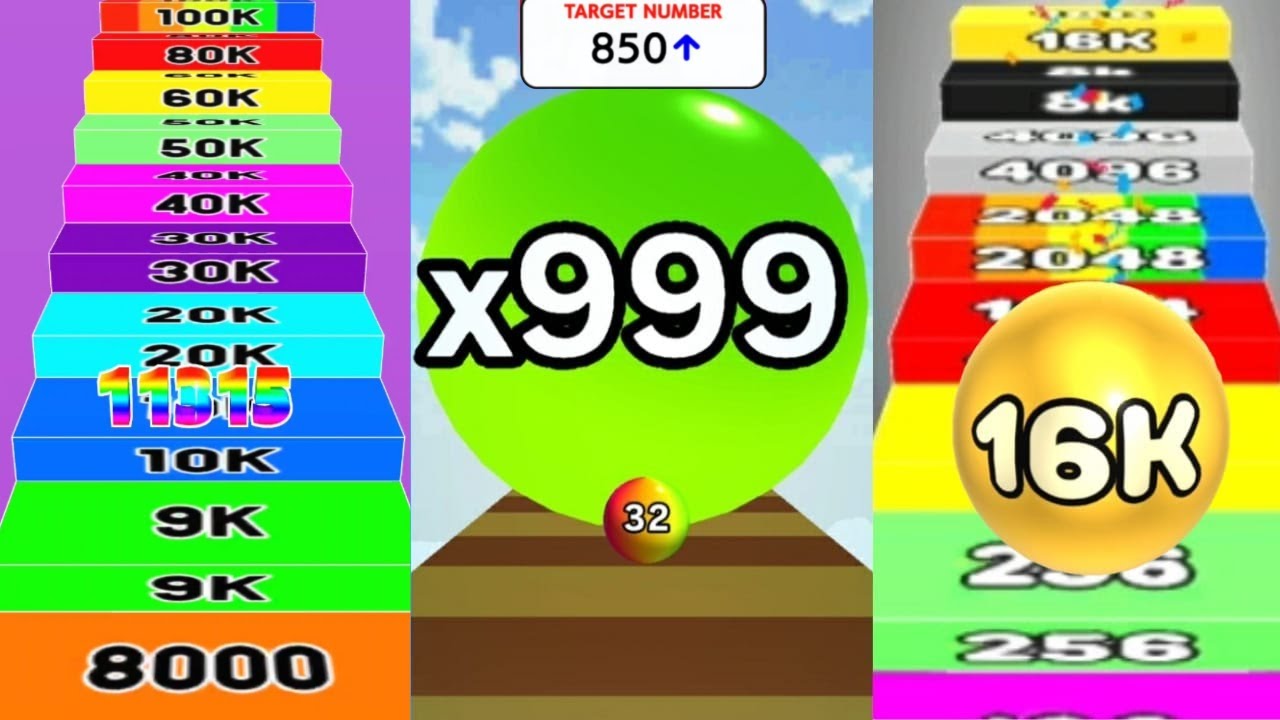2048 Number Ball 3D Merge vs Number Run Satisfying vs Calculate Ball | Smooth Gameplay 👌