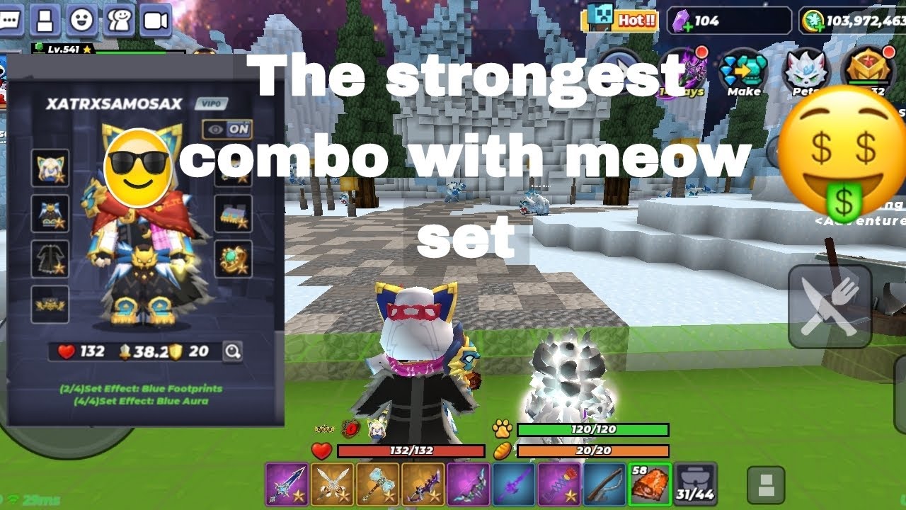 Testing out the best combo with meow set // blockmango skyblock
