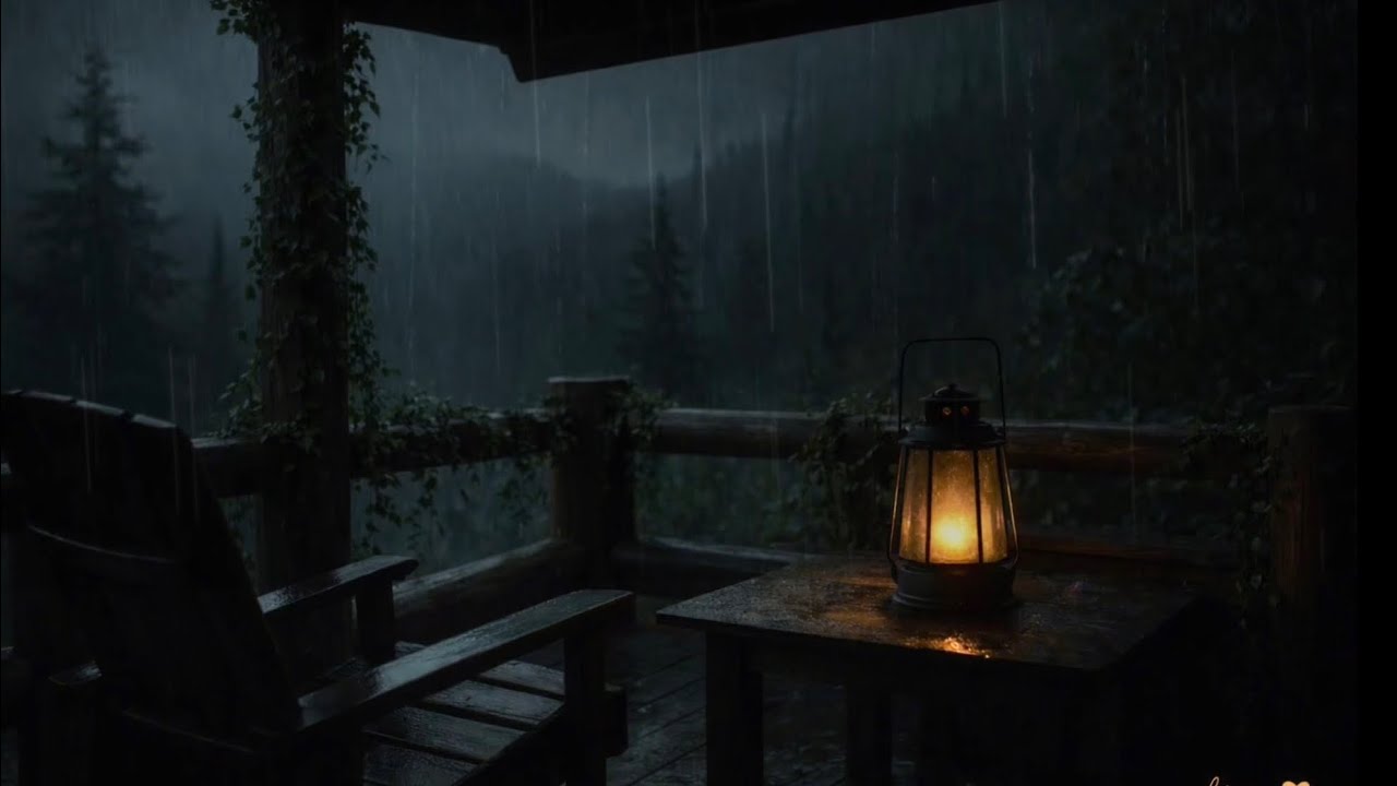 Cozy Rain Porch Ambience 🌧️ Lantern Glow for Deep Relaxation & Sleep