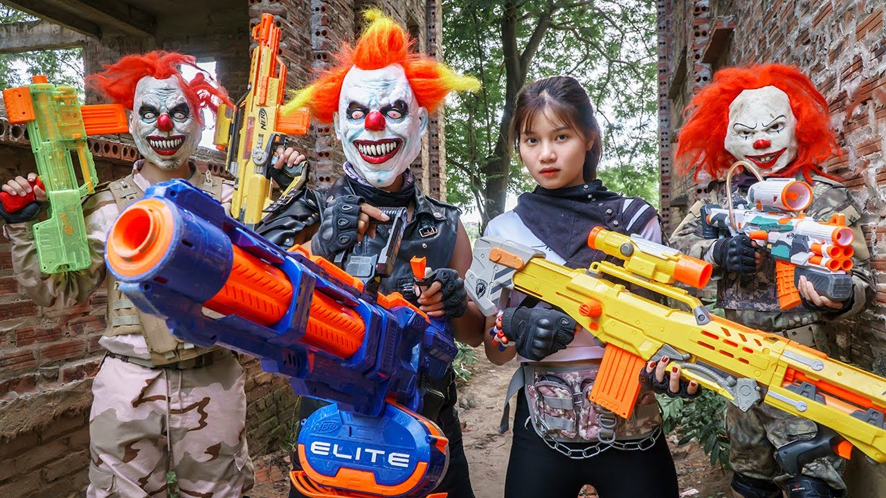 Gugu Gaming : SWAT Warrior Xman Nerf Guns FIGHT XICMAN Mask Bandits Money
