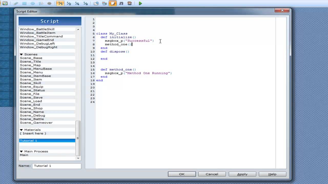 RGSS3 Scripting Tutorials ~ Tutorial 9 - Classes