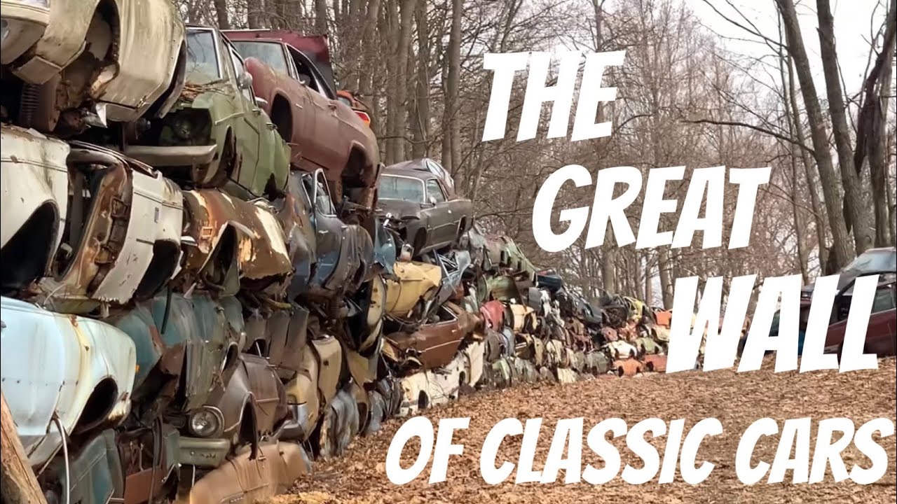 The Great Wall of Classic Cars at Klingers junkyard
