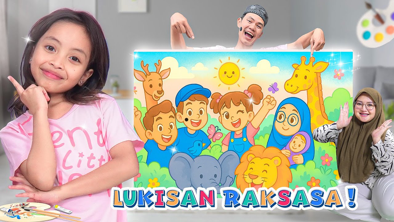 WAH! KASIH HADIAH UNTUK TEMAN LEIKA 😍 LEIKA & BUNDA MEWARNAI SERU DI KANVAS JUMBO!