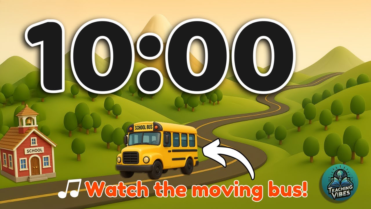 10 Minute Classroom Timer 🚌 Back to School Countdown with School Bus Animation & Music