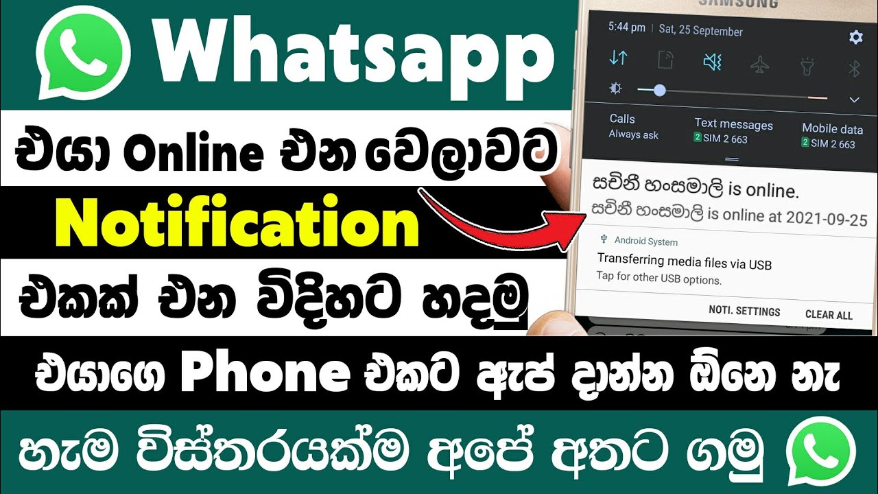 How to get notification when someone is online on whatsapp Sinhala | whatsapp tracker online offline