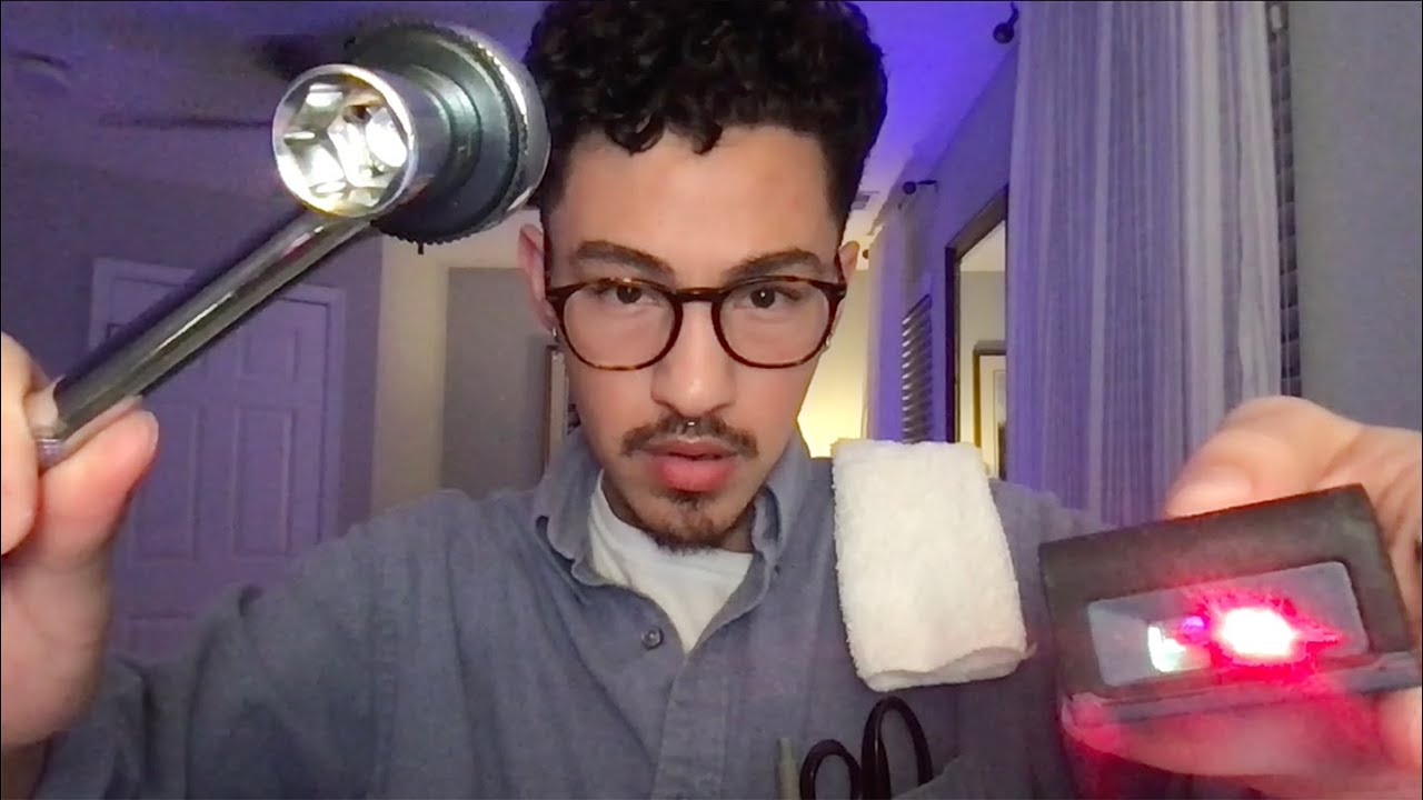 ASMR Fixing You Roleplay (Upclose, Tapping, Face Brushing, Light Triggers) | ASMR Visuals