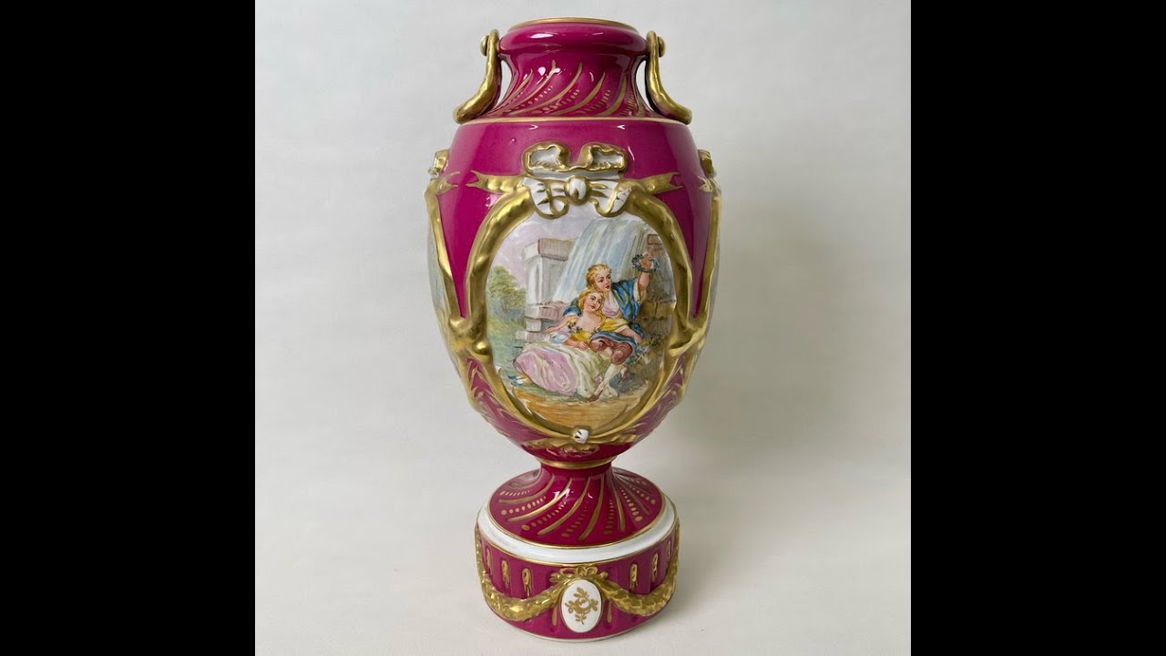 アンティーク 1900年代 磁器 フランス 金彩装飾 フラワーベース(花瓶)  [ Antique and Reuse Fynd]  FYND-0000615【Fynd 商品動画】