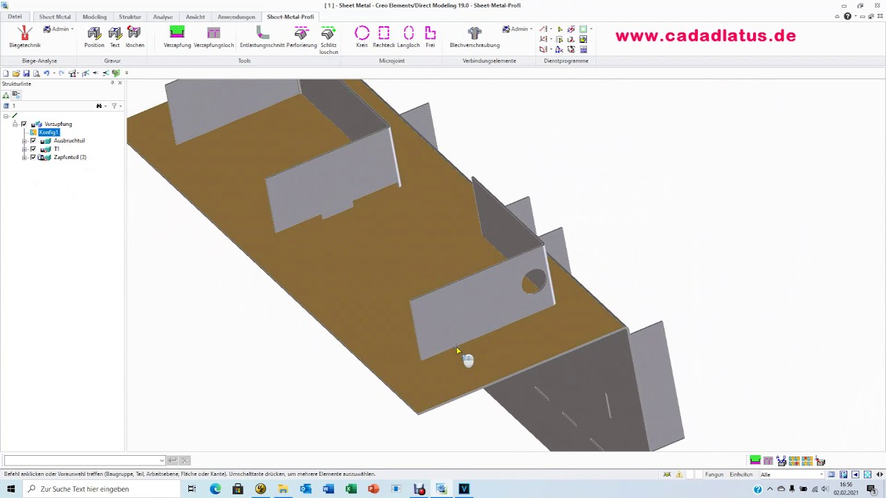 Verzapfung aus Sheet-Metal-Profi Add-on für PTC Creo Elements Direct Modeling