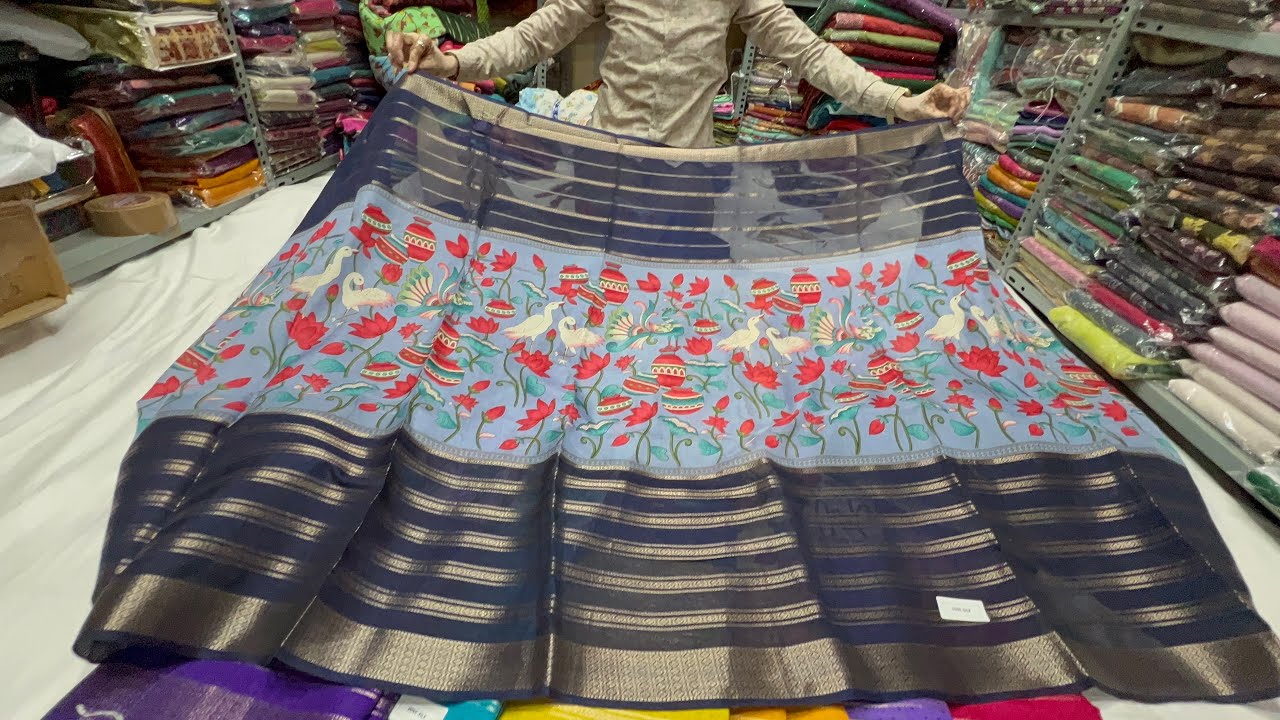Latest Budget friendly Designer Fancy sarees in chickpet Bangalore🔥crush chiffon georgatte sarees