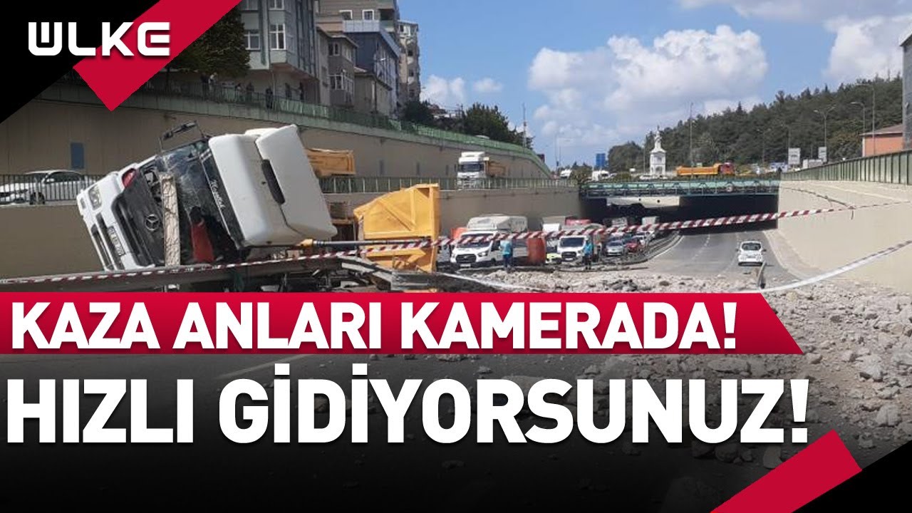 Kaza Anları Kamerada!  Moloz Yüklü Hafriyat Kamyonu Devrildi!