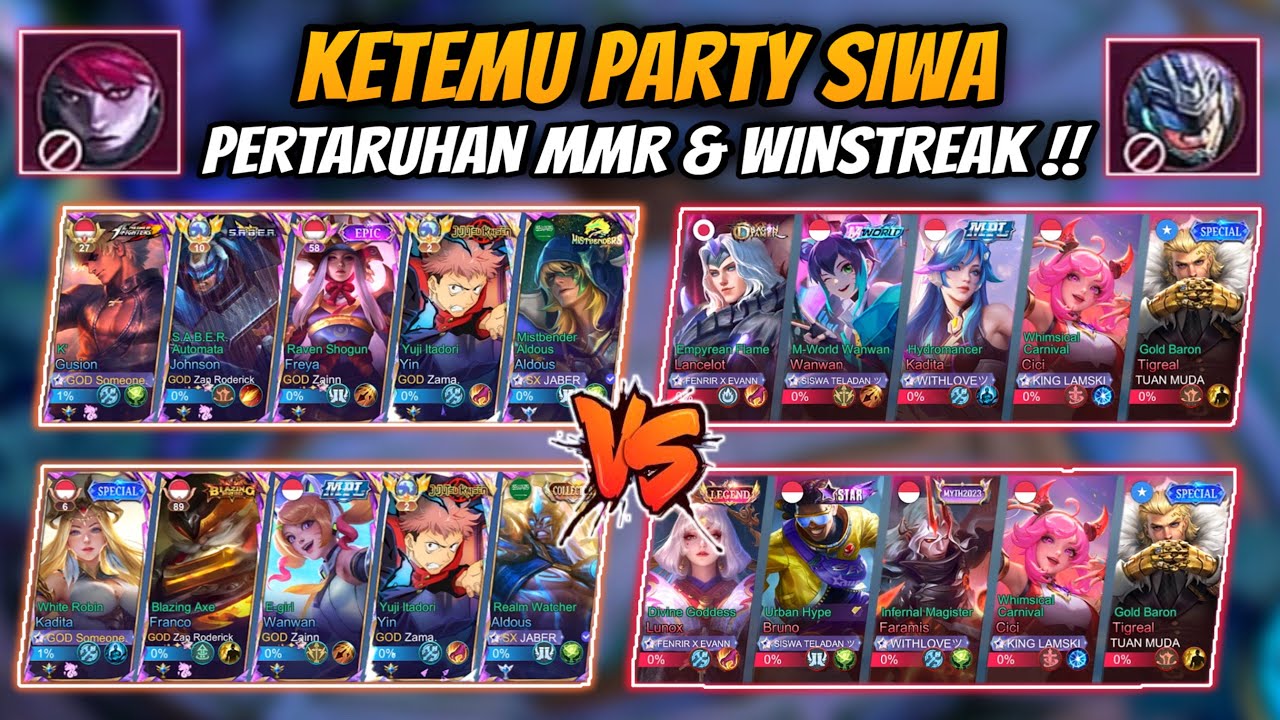 Match Seru Pertaruhan Mmr & Winstreak 40+ Party Top Global Rank🔥Siwa, Fenrir x Evan dkk