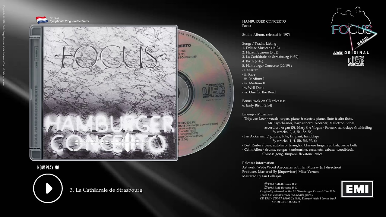 Focus &bull; Hamburger Concerto &bull; 1974 &bull; CD &bull; EMI &bull; CDM 7 48860 2 &bull;1988, Europe &bull; With 1 bonus track
