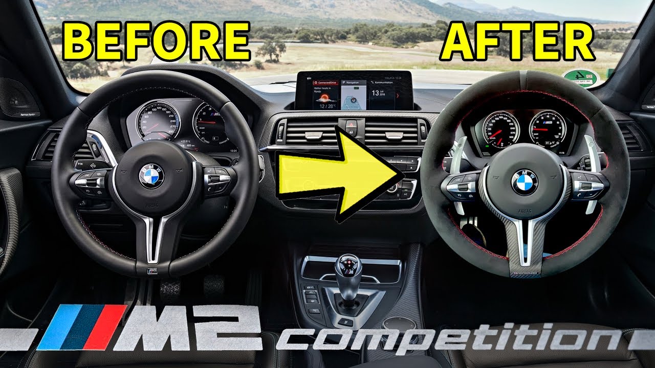 Alcantara steering wheel, carbon fiber and AutoTecknic paddle shifters. First M2 Competition Mods!