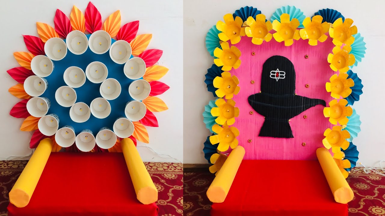 2 Easy Ganpati Decoration ideas for home | paper cup ganpati decoration ideas