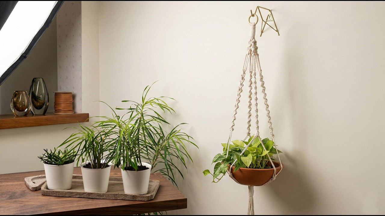 Suporte de Planta de Macramê (Nó Corrente) | Tutorial Passo a Passo