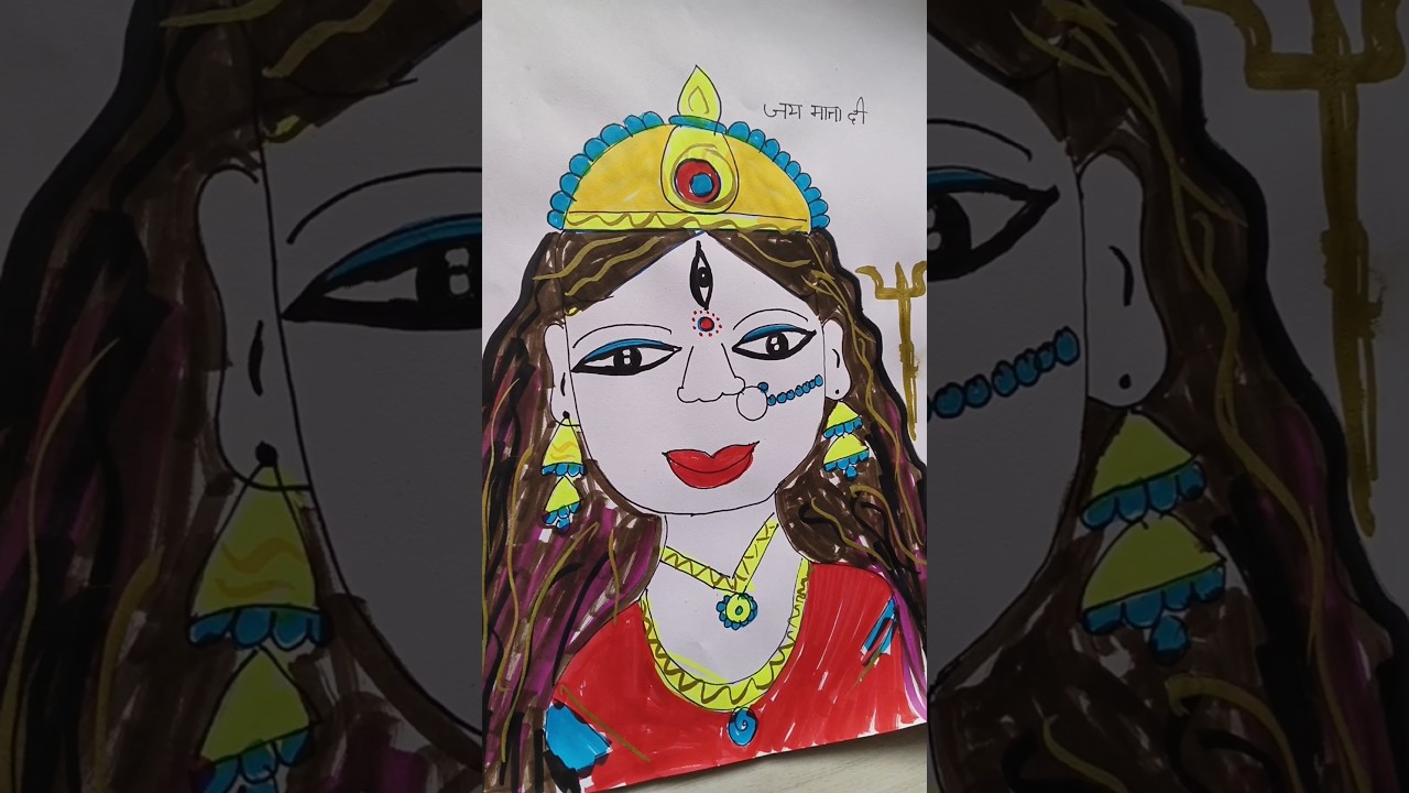 Durga Maa Outline drawing step by step #DurgaMaaDrawing #shorts #youtubeshorts #drawing #kids #art
