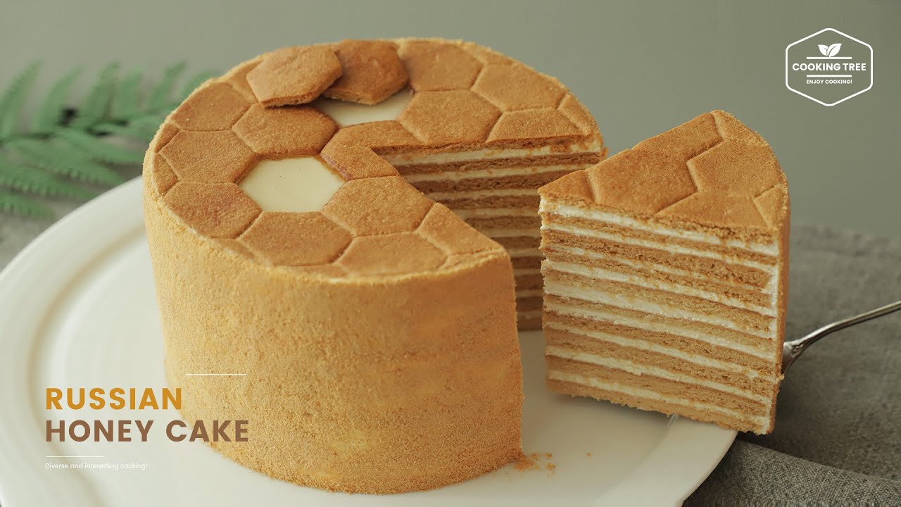 러시아 꿀 케이크🍯 메도빅 만들기 : Russian Honey Cake Medovik Recipe | Cooking tree