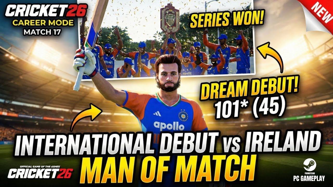 Cricket 26 PC Career Mode Telugu| A Dream International Debut | Match 17 #cricket26 #telugu #gaming
