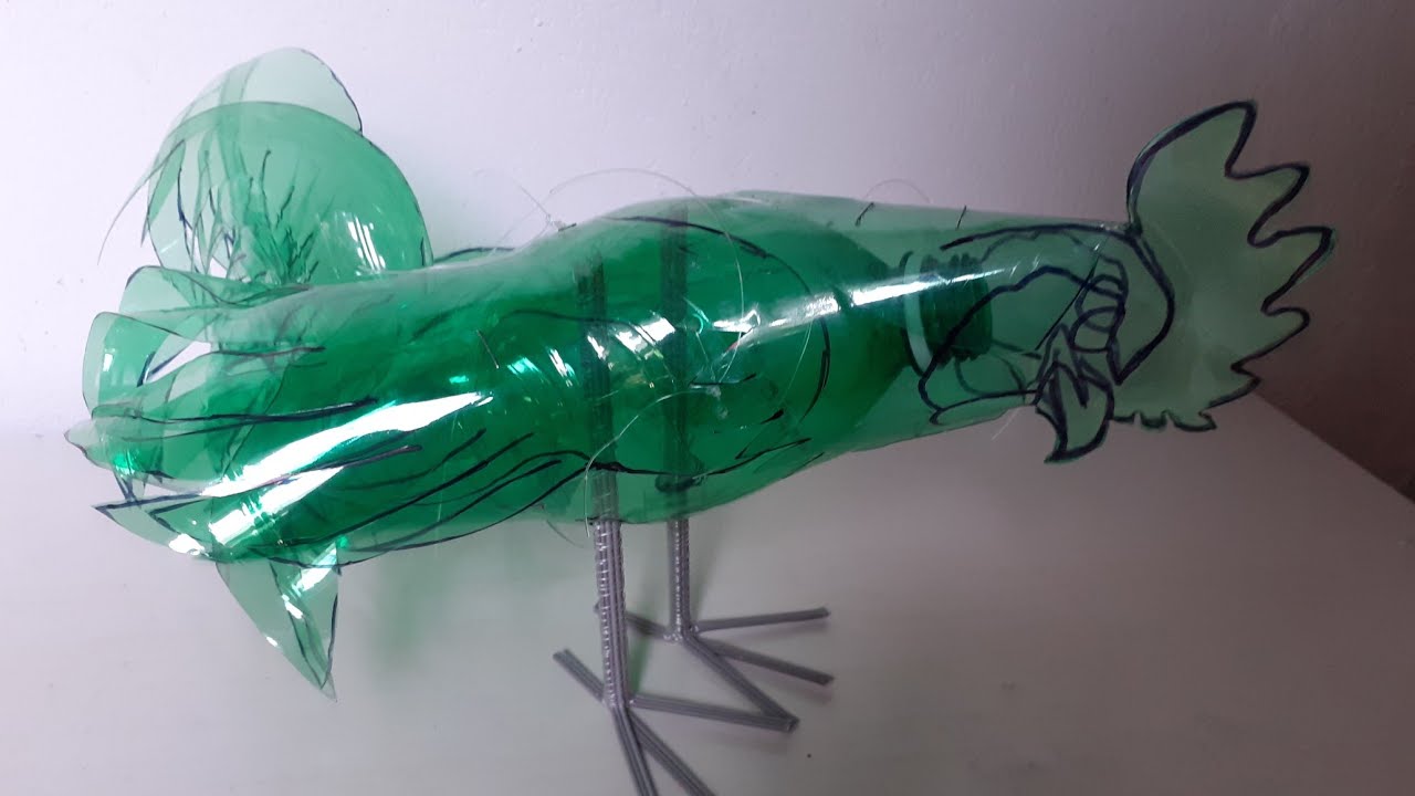 Galo em #garrafa #pet PT 3 Montagem (#reciclagem #meioambiente #artesanato #plastic )