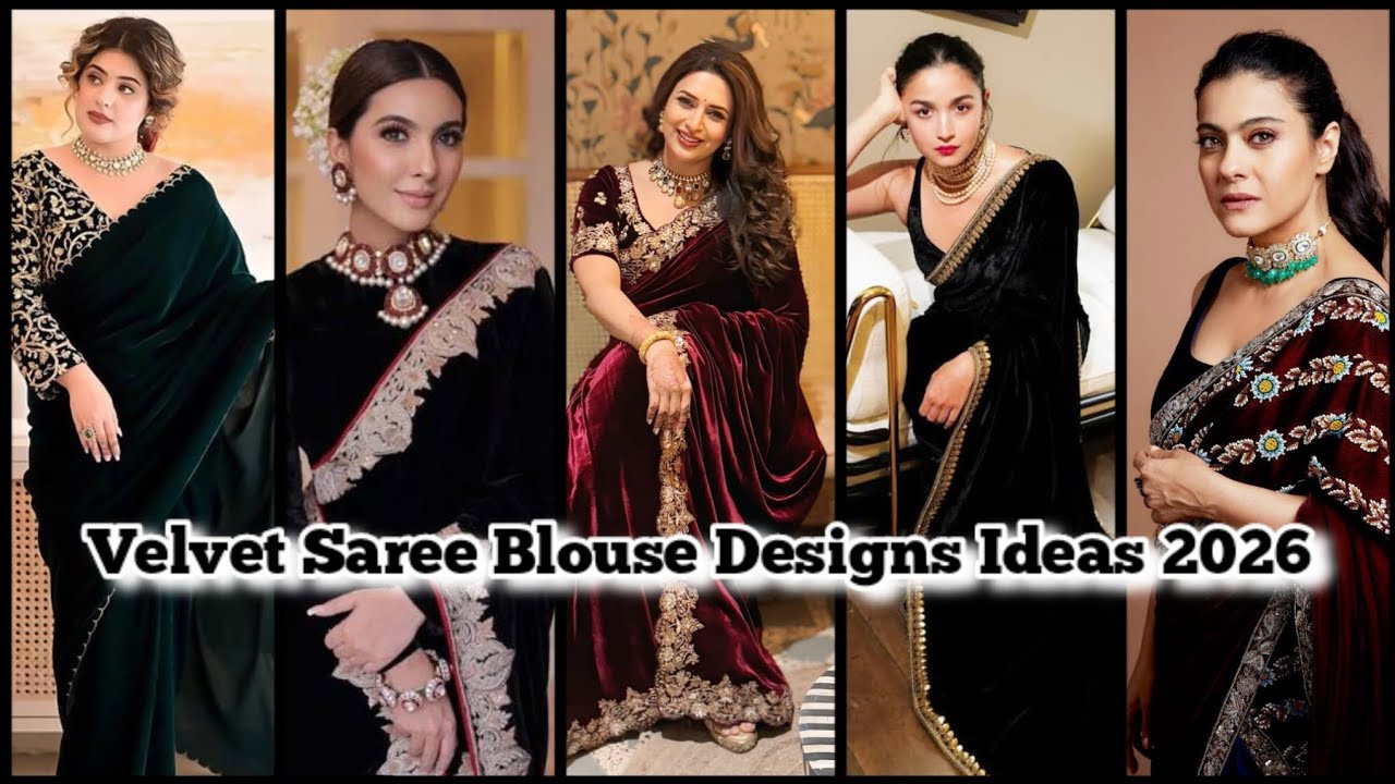 New Model Velvet Saree Blouse Design for Wedding| New Saree Trends 2026❤️साड़ी डिजाईन 