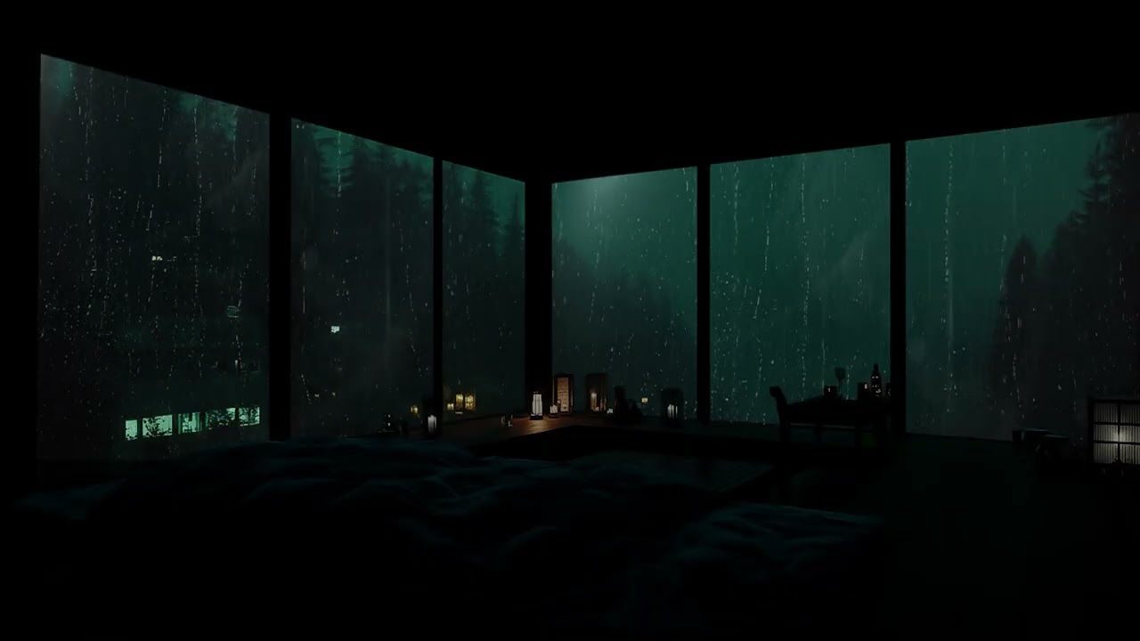 Deep Forest Mountain Rain at a Silent Cabin 🌧 (No Ads) | Dark Bedroom Ambience for Deep Sleep