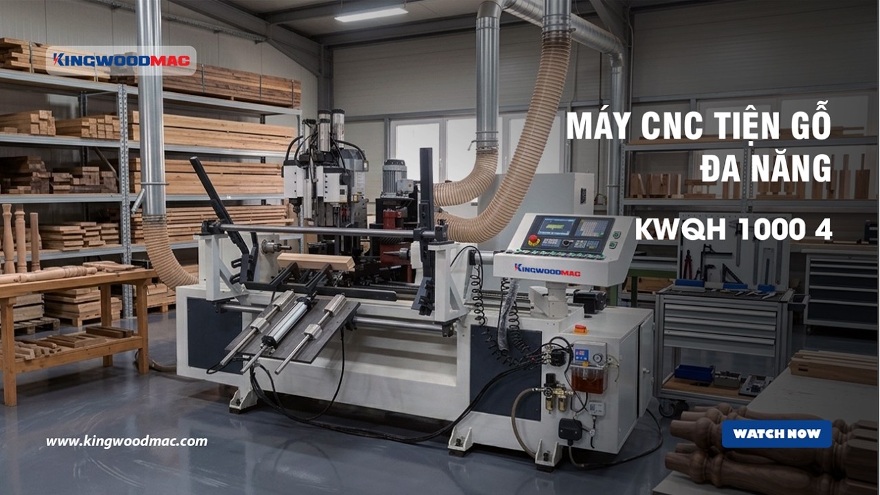 CNC tiện gỗ đa chức năng | Máy tiện phay chà nhám gỗ kết hợp | Máy Gỗ Kingwoodmac