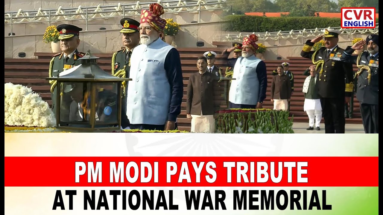 PM Modi Pays Homage to Martyrs at National War Memorial during Republic Day Celebrations | CVR