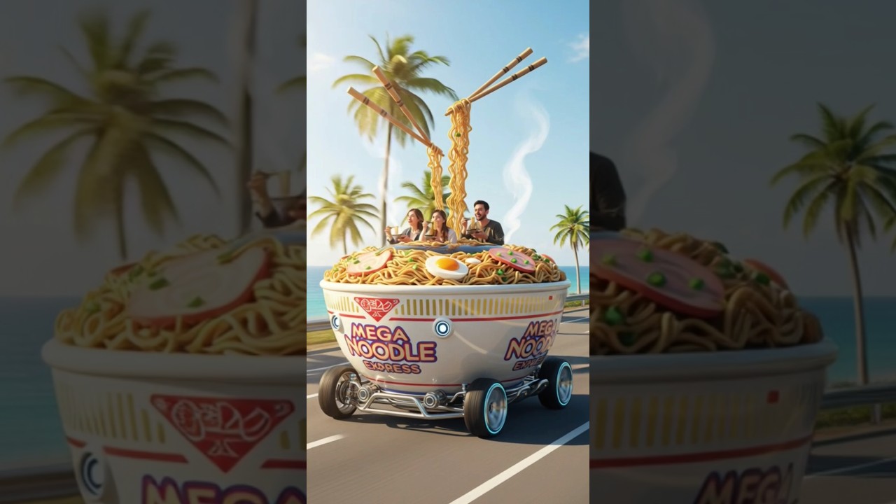 A Car Made of Instant Noodles, And It&rsquo;s Actually Driving! #car #noodles #shorts