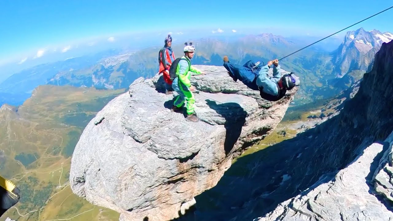 Wingsuit BASE jump, The Mushroom. Eiger.