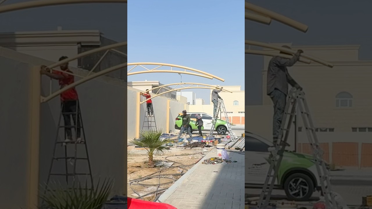 Car Parking Shade and Pergola work. #newmusic #dubai #abudhabi #sharja #pergola #carshade #parking