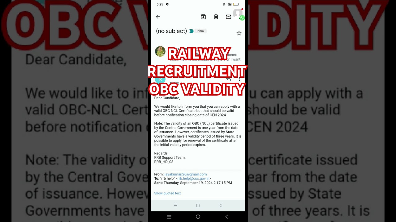RRB OBC CERTIFICATE VALIDITY IN TAMIL