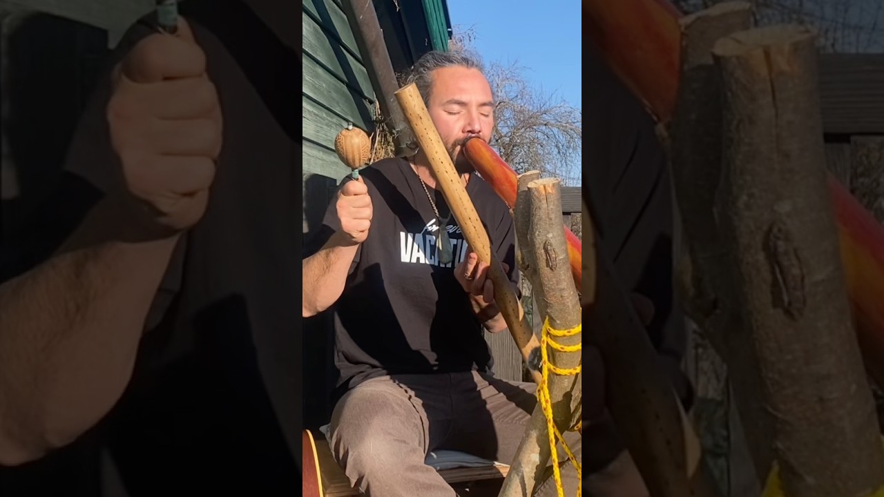 Relaxing Rain Stick and Didgeridoo on the balcony. #didgeridoo #didgeridoopractice #breathwork