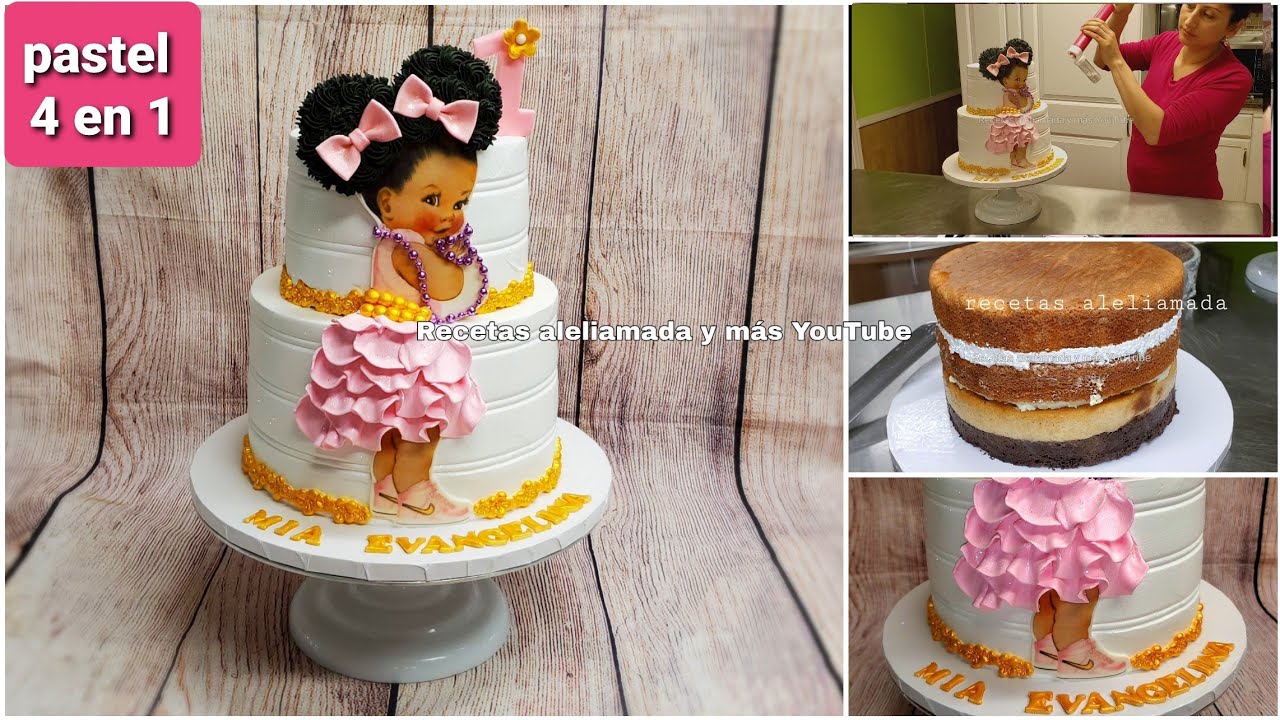 baby afro puff cake | pastel bebe afro pero en Blanca | pastel 4 en 1 Aleliamada
