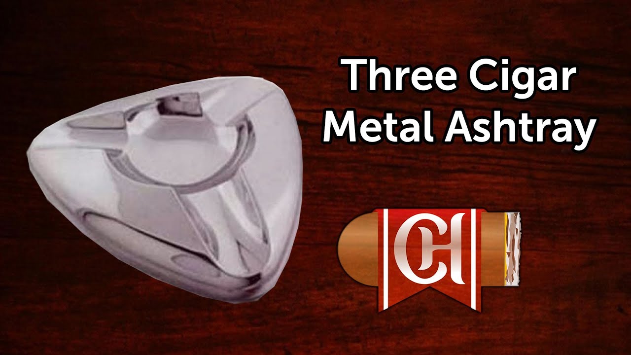 Three Cigar Metal Ashtray