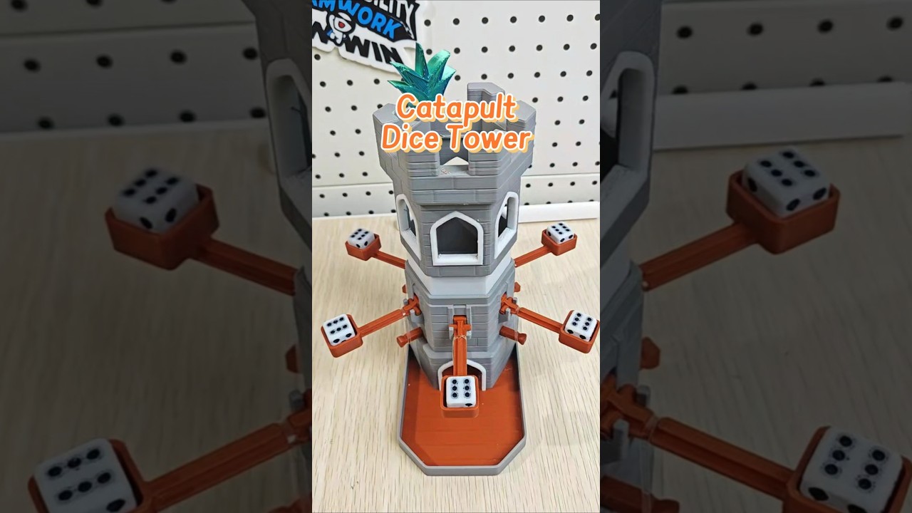 Level up game night with a 3D-printed catapult dice tower! #creality #3dprinted #3dprinting #game