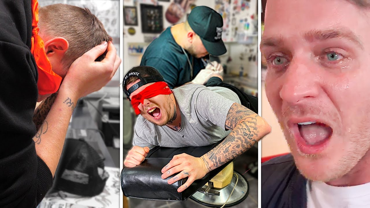 BLINDFOLDED TATTOO DESTROYS BEST FRIEND CHALLENGE (he cried)
